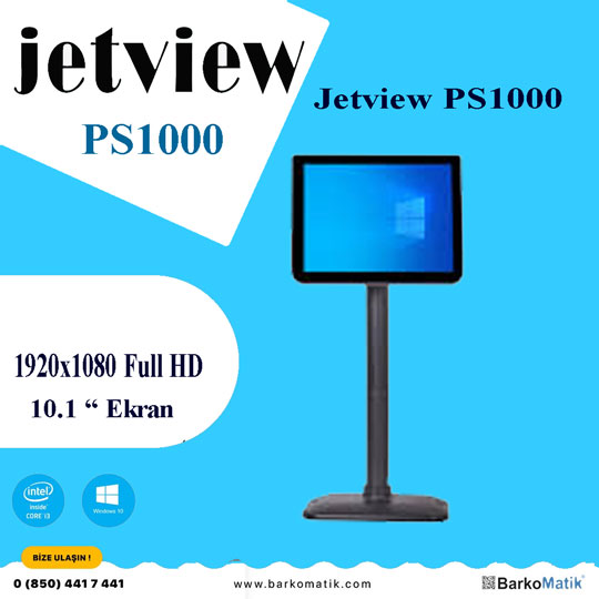 MNT JETVİEW AYAKLI MÜŞTERİ EKRANI VGA + HDMI 10.1"  PS1000