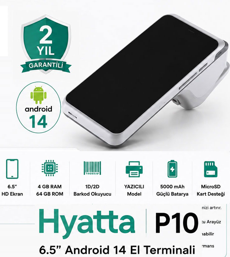 HYATTA P10  6.5" ANDROID 13- 4 GB RAM / 64 GB DİSK YAZICI VE OKUYUCULU