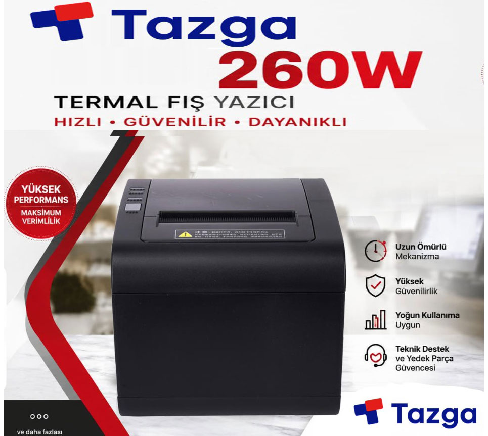 TAZGA PRN-260W TERMAL FİŞ YAZICI USB + ETHERNET+ SERI