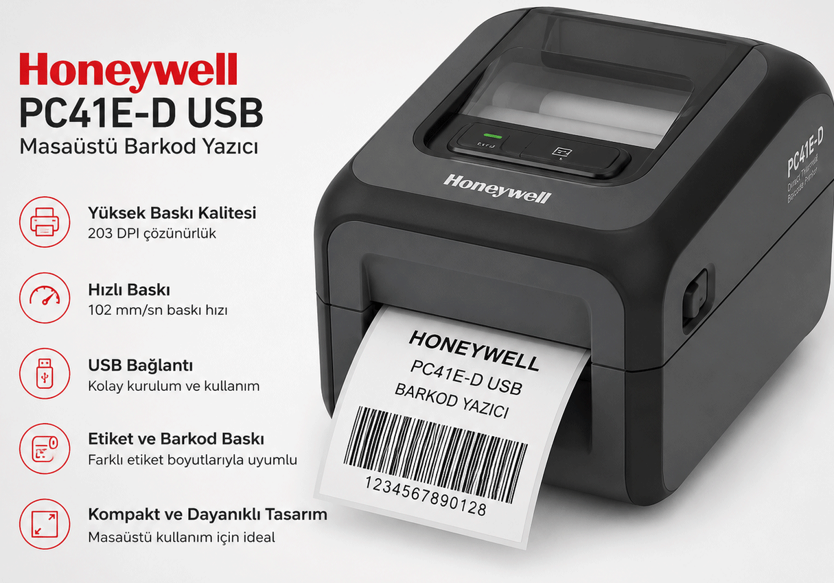 HONEYWELL PC41E-D USB MASAÜSTÜ BARKOD YAZICI USB