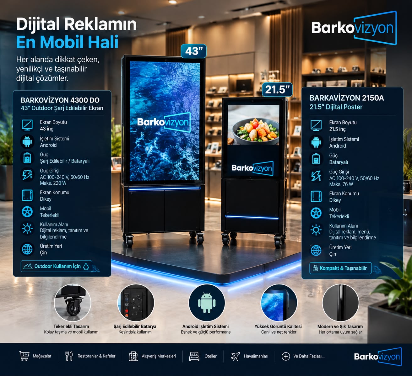 43" 106 CM BARKOVIZYON 4300 DO LCD DIŞ MEKAN AYAKLI MENÜ BORD