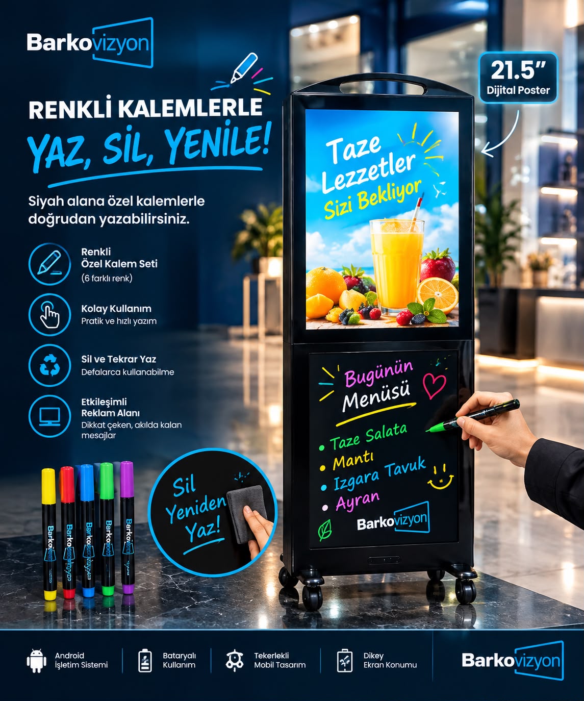 21.5 İNÇ BARKOVIZYON 2150A 21.5" İÇ MEKAN YAZILABİLİR MENÜ BORD